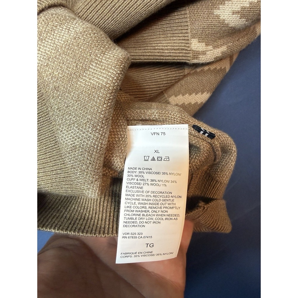 Nautica Men's Tan/Cream Geometric Mock Neck Knit Pullover Sweater XL $148 retail - Picture 6 of 6